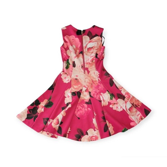 Calvin Klein Pleated Pink Floral Cocktail Dress Size 4 - Picture 2 of 9